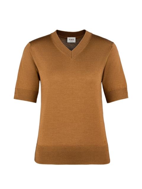 Tod's embroidered-logo V-neck T-shirt