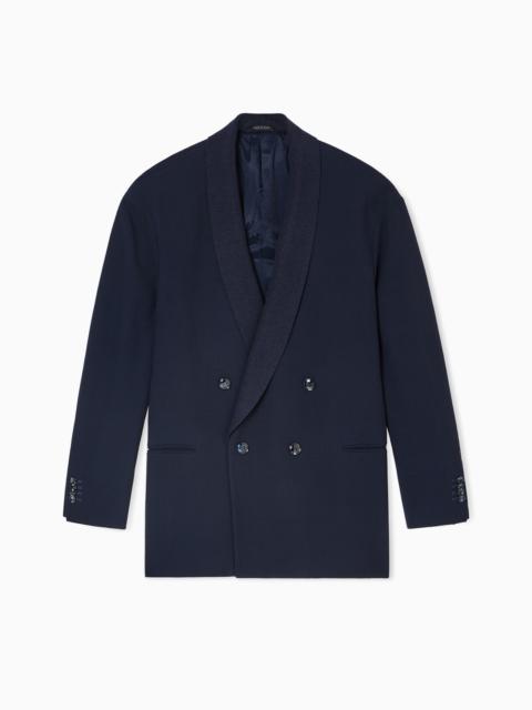 DOUBLE-BREASTED JACKET IN VIRGIN WOOL AND CANNETÉ VISCOSE