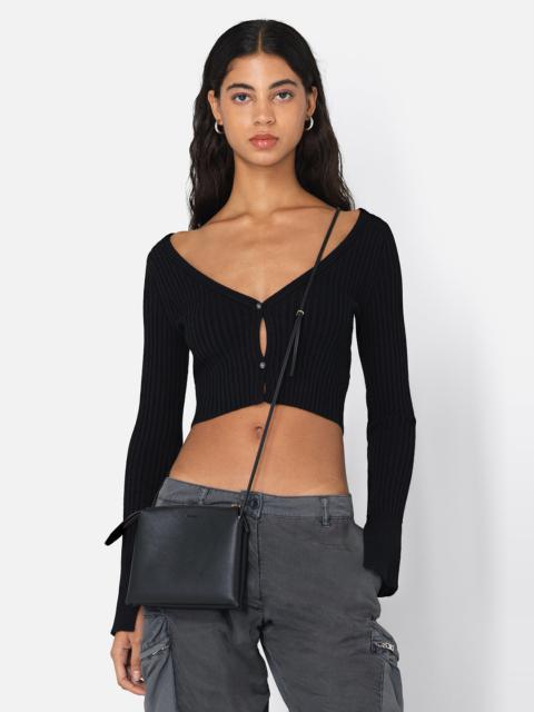 John Elliott PIPER SILK RIB CROPPED CARDIGAN