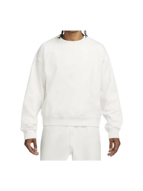 Nike Nike Solid Color Round Neck Dropped Shoulder Sleeves Straight Long Sleeves Hoodie Men's White DA0318