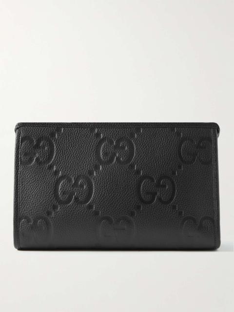 GUCCI Logo-Debossed Full-Grain Leather Pouch