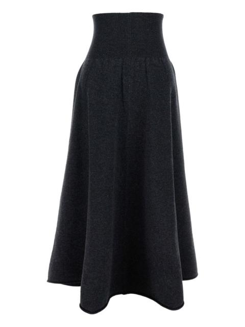 extreme cashmere ribbed-waist A-line skirt