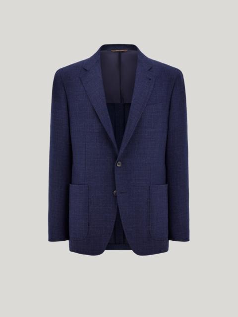 Canali BLUE MATTING-EFFECT WOOL MODERN-FIT KEI JACKET