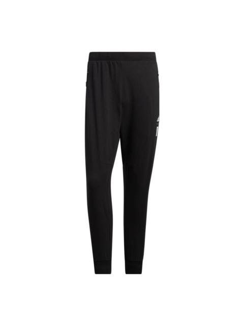 Men's adidas Solid Color Elastic Waistband Sports Pants/Trousers/Joggers Black HE5152