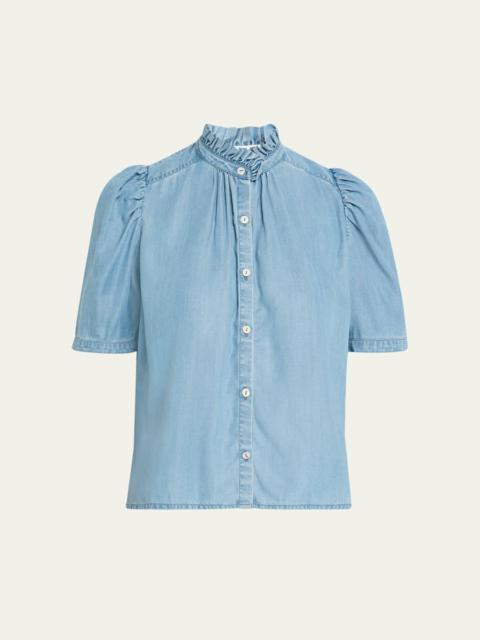 ALIX OF BOHEMIA Winn Chambray Puff-Sleeve Top