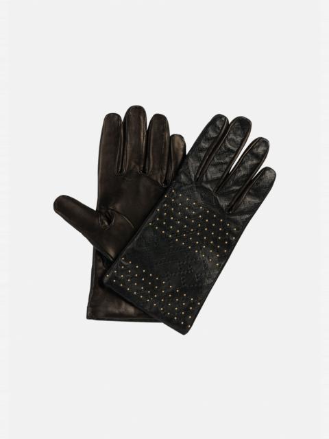 VERSACE Greca Argyle Nappa Leather Gloves