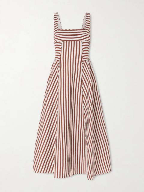 Cult Gaia Carla Cutout Striped Woven Midi Dress