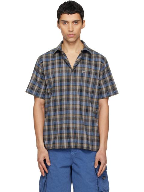 ERL Gray & Blue Check Short Sleeve Shirt