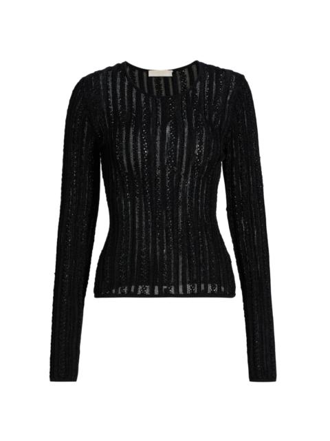 ULLA JOHNSON Women's Ardith Stretch-Knit Long-Sleeve Top - Noir