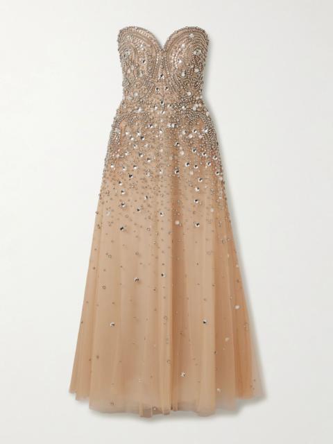 ELIE SAAB Strapless embellished tulle gown Gold