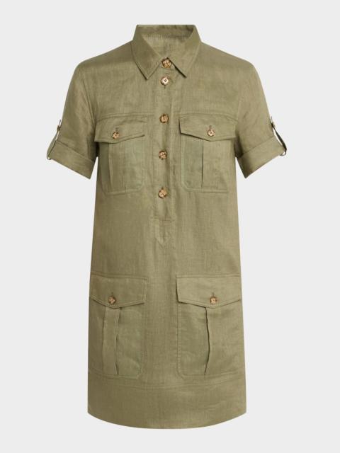 VERONICA BEARD Lucca Short-Sleeve Linen Shirtdress