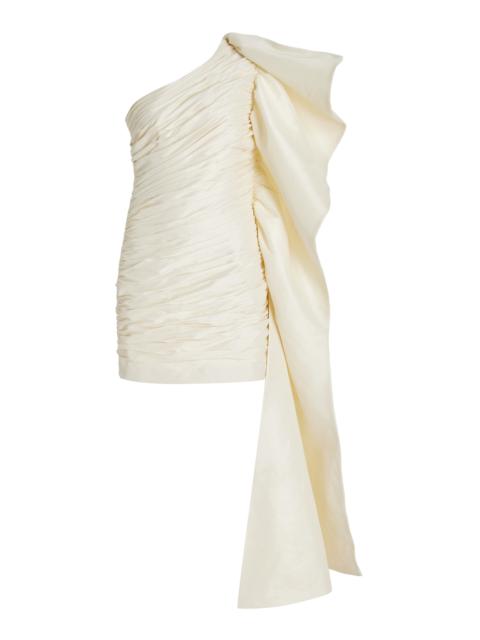 Marji Ruched Taffeta Mini Dress white