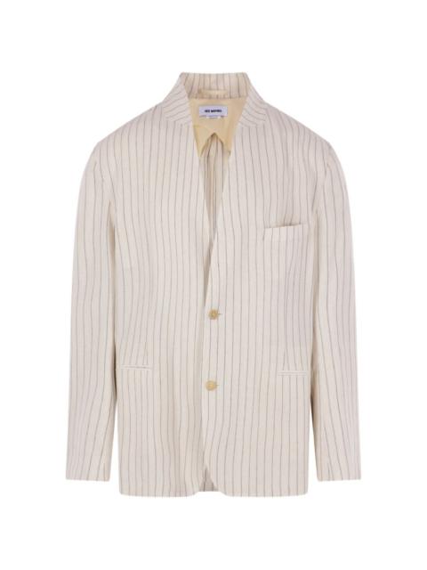 HED MAYNER pinstripe collarless blazer