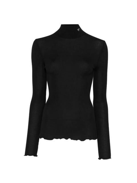 Prada Prada Costina Ribbed-knit High-neck Wool Sweater