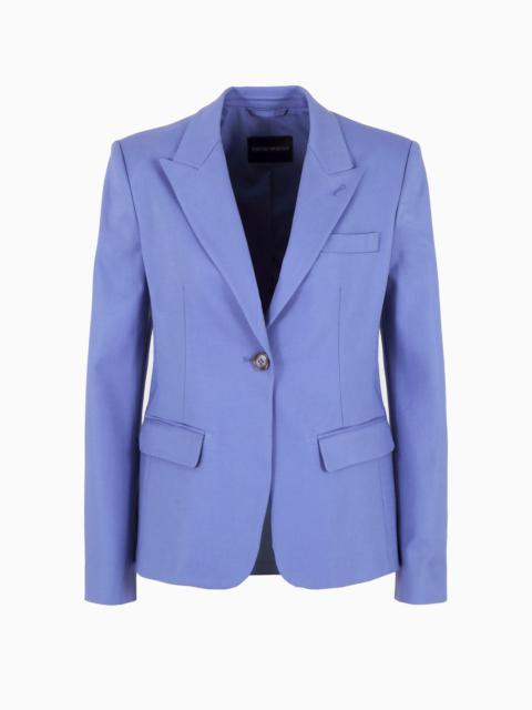 EMPORIO ARMANI Cotton-blend single-breasted jacket