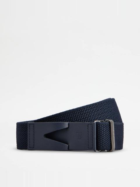 Tod's CANVAS AND LEATHER BELT - BLUE