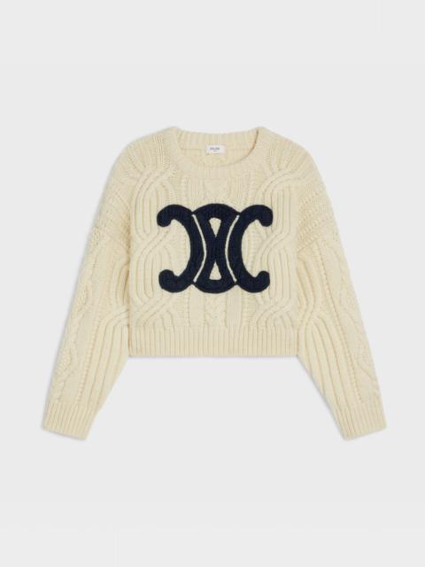 CELINE triomphe crew neck sweater in aran wool