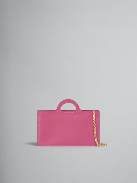 PINK LEATHER TROPICALIA LONG WALLET WITH CHAIN STRAP