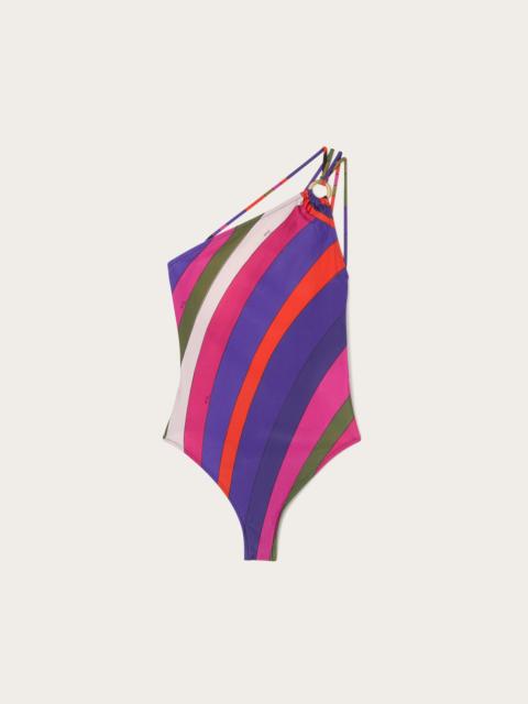 PUCCI IRIDE PRINT ONE-SHOULDER SWIMSUIT