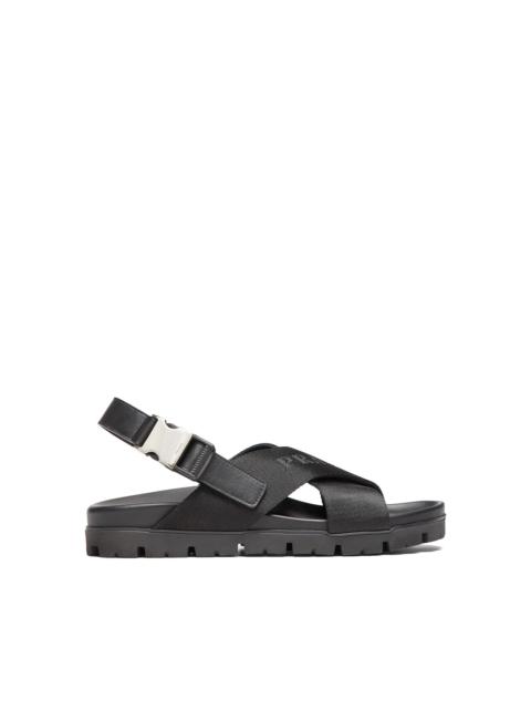 Prada Leather and nylon tape crisscross sandals