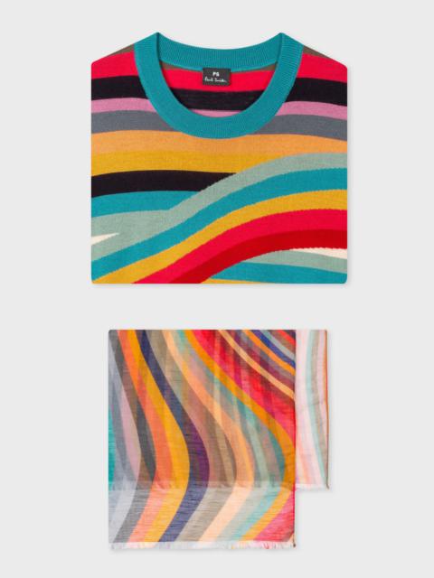Paul Smith 'Swirl' Scarf & Merino Wool Sweater Gift Set