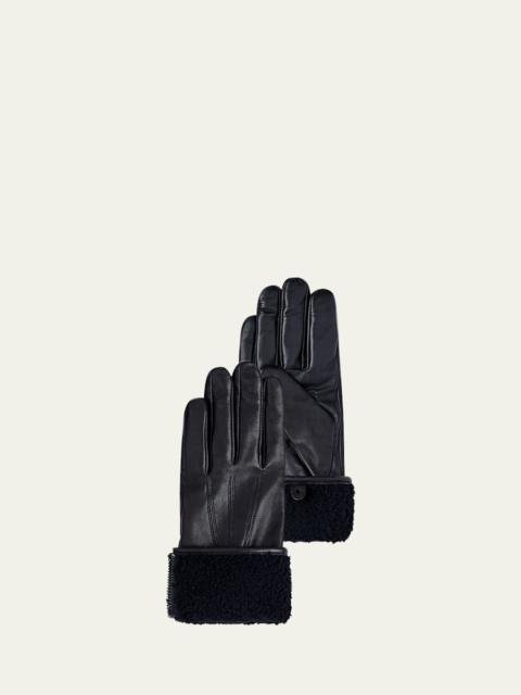 MACKAGE Willis Leather Gloves with Shearling Cuffs