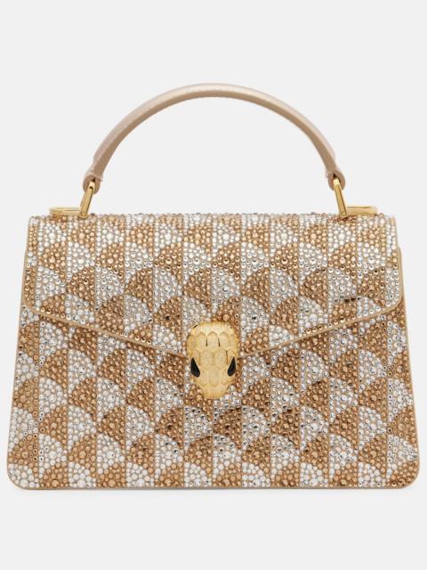 BVLGARI Serpenti Forever Mini embellished suede tote bag