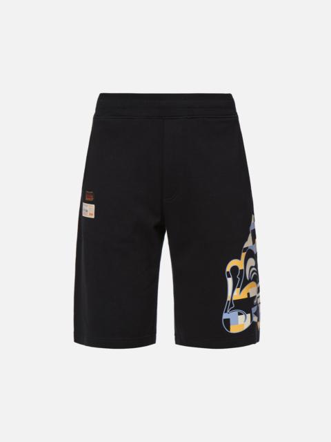 EVISU COLOR-BLOCKING GODHEAD PRINT SWEAT SHORTS
