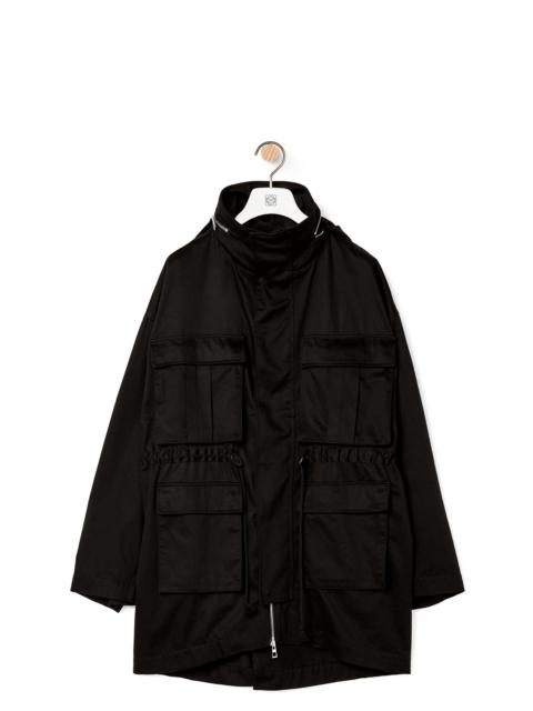 Loewe Patch pocket hooded parka in cotton