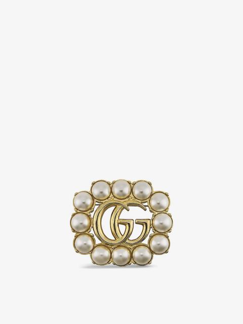GG Marmont gold-tone and faux-pearl brooch
