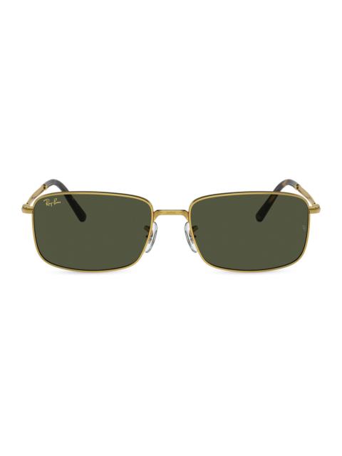 Ray-Ban Men's RB3717 60MM Metal Rectangular Sunglasses - Yellow Gold Green