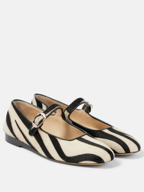 Zebra-print calf hair Mary Jane flats