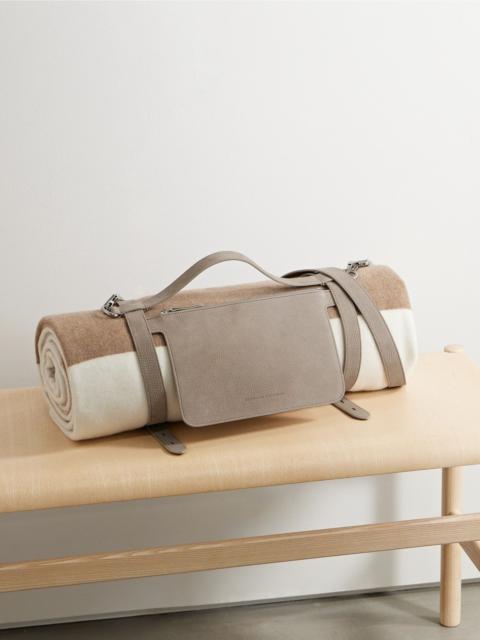Brunello Cucinelli Textured-leather blanket holder Beige