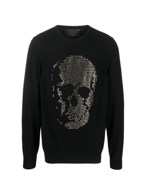 PHILIPP PLEIN skull-appliqué cashmere sweatshirt