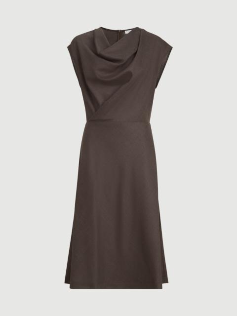 Brunello Cucinelli Virgin wool diagonal flannel wrap-effect dress with monili