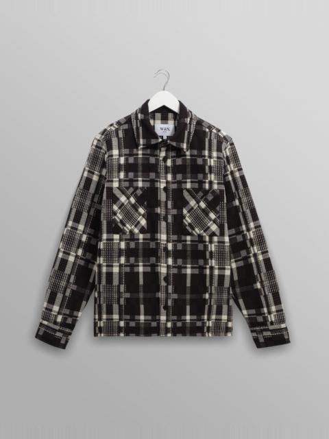 Wax London Whiting - Black And Ecru Glitch Check Overshirt