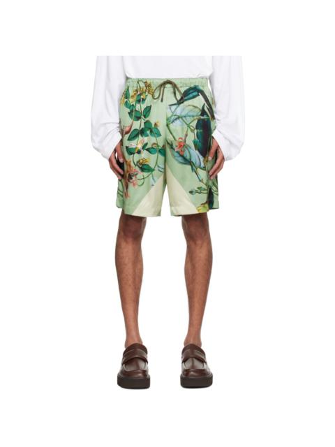 Dries Van Noten Green Printed Shorts