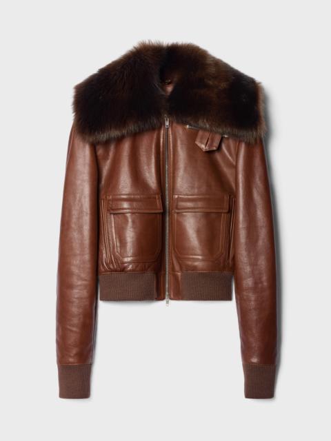 CELINE HIGH-COLLAR TEDDY IN CALFSKIN