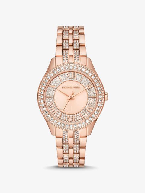 MICHAEL KORS Harlowe Pavé Rose Gold-Tone Watch