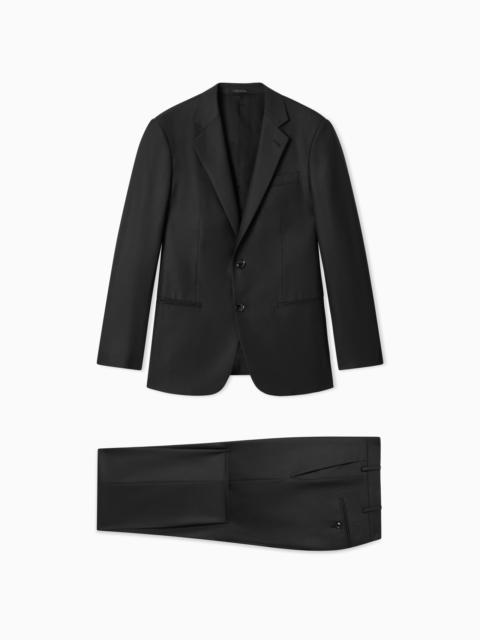 GIORGIO ARMANI ASV MANHATTAN LINE SINGLE-BREASTED SUIT IN MICRO-ARMURE VIRGIN WOOL