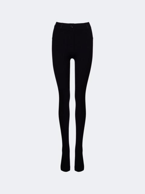 Loewe Leather-trimmed ribbed-knit leggings