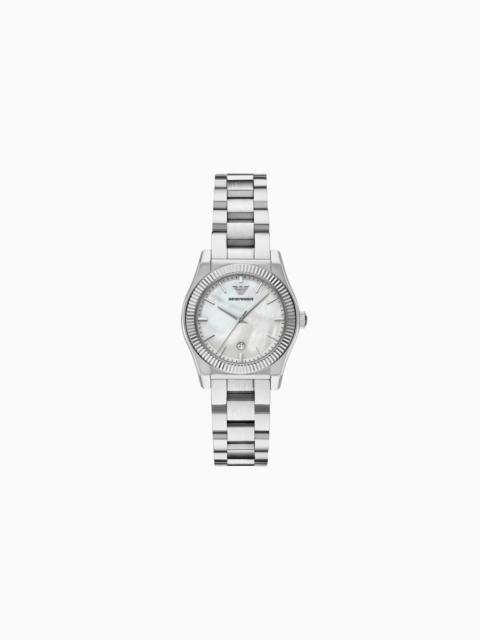 EMPORIO ARMANI THREE-HAND STAINLESS STEEL WATCH