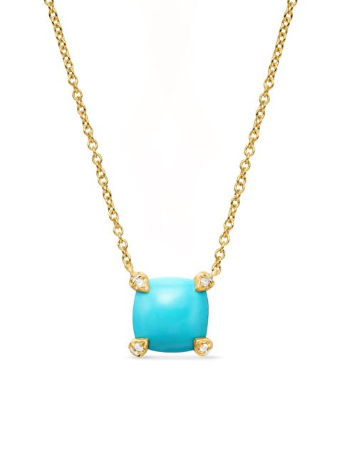 DAVID YURMAN Women's Petite Chatelaine Pendant Necklace in 18K Yellow Gold with Pavé Diamonds - Turquoise