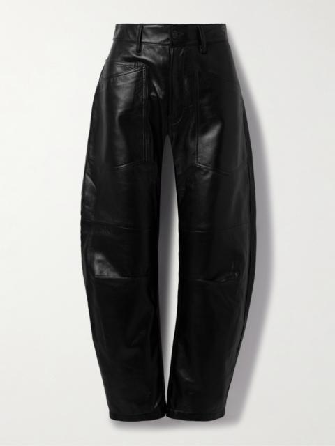 NILI LOTAN Shon Leather Barrel-leg Pants