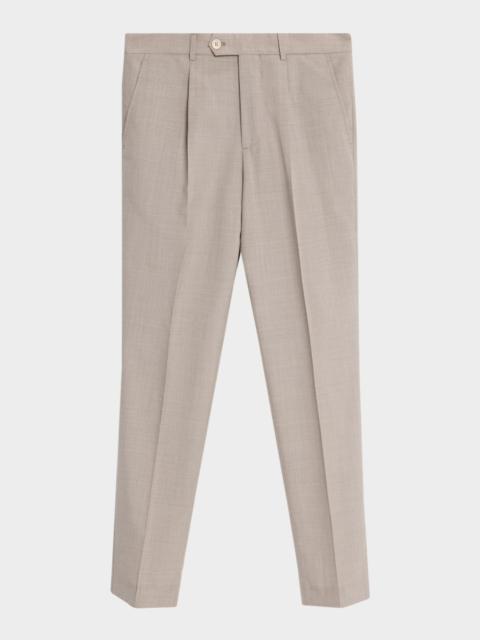 Brunello Cucinelli Men's Virgin Wool Leisure-Fit Pleated Trousers