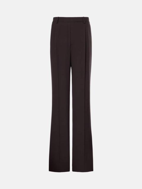 Pleated silk crêpe wide-leg pants