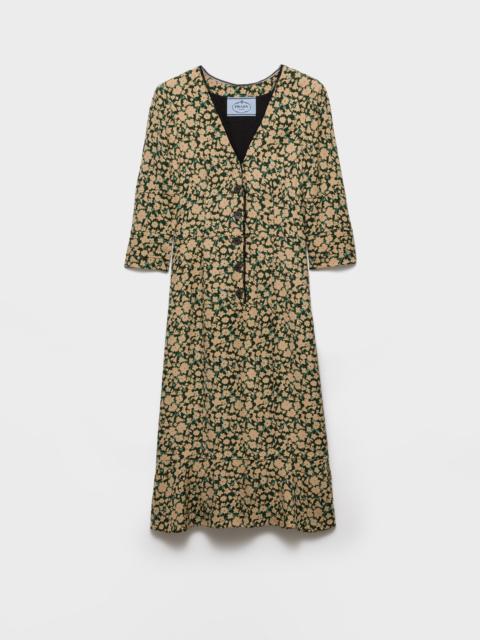 Prada Embroidered printed sable dress