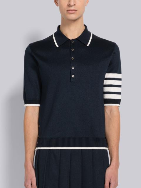 Thom Browne Birdseye Jacquard 4-Bar Short Sleeve Polo