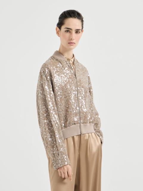 Brunello Cucinelli Dazzling mirage embroidery cardigan in crispy silk