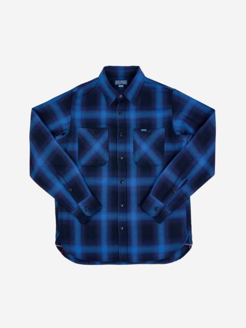 Iron Heart IHSH-349-IND 9oz Selvedge Ombré Check Work Shirt - Indigo